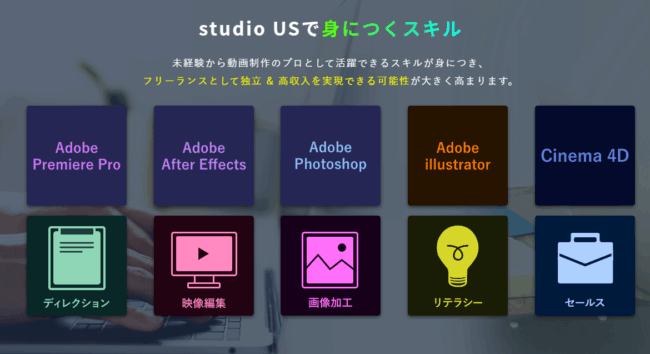 studio USで身につくスキル(studio US 公式HP)