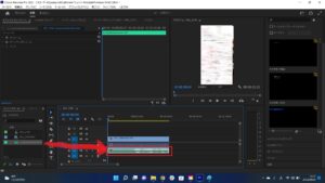 4、読み込んだ音声が表示されるので、タイムラインにドラッグします。