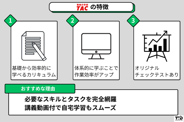 TAC-パソコンスクール講座の特徴