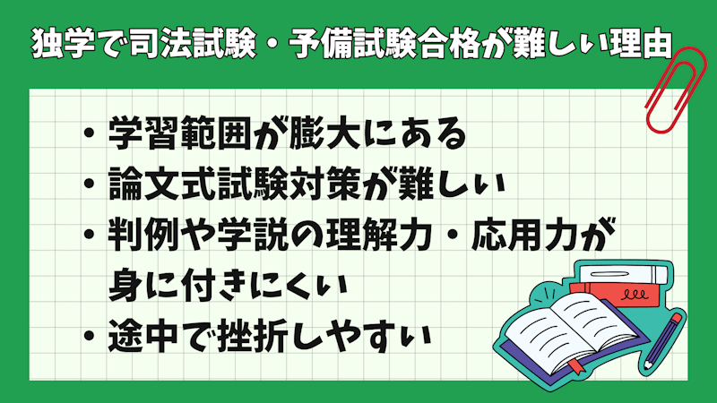 独学で司法試験・予備試験に合格するのが難しい理由