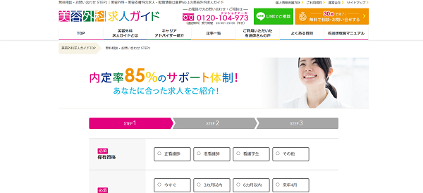 美容外科求人ガイド2】名前・住所・電話番号などを入力
